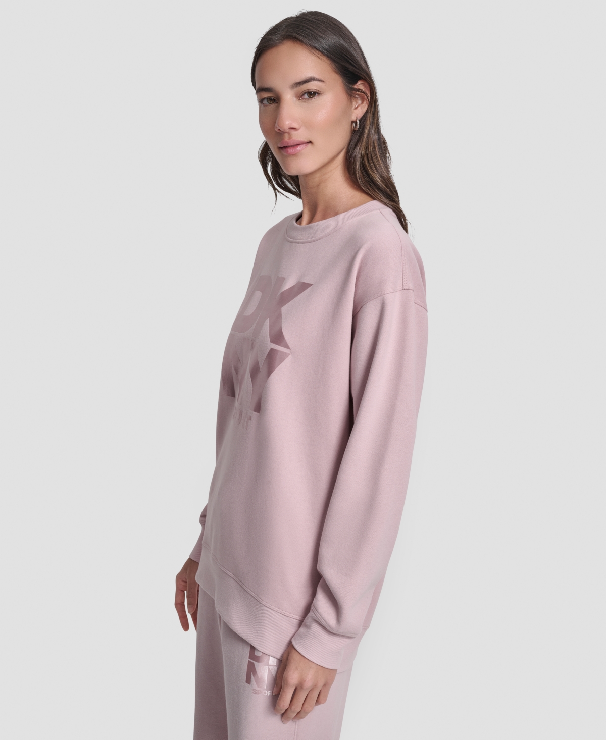 Dkny Women's Transfer Logo Crew Neck Sweatshirt In Pink