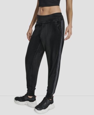 Women's Super Soft Velour Cuffed Metallic Logo Joggers