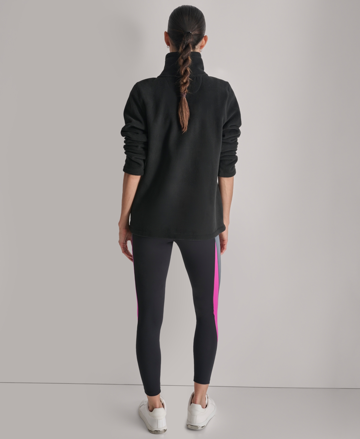 Dkny Women's Full-zip Varsity Logo Top In Black
