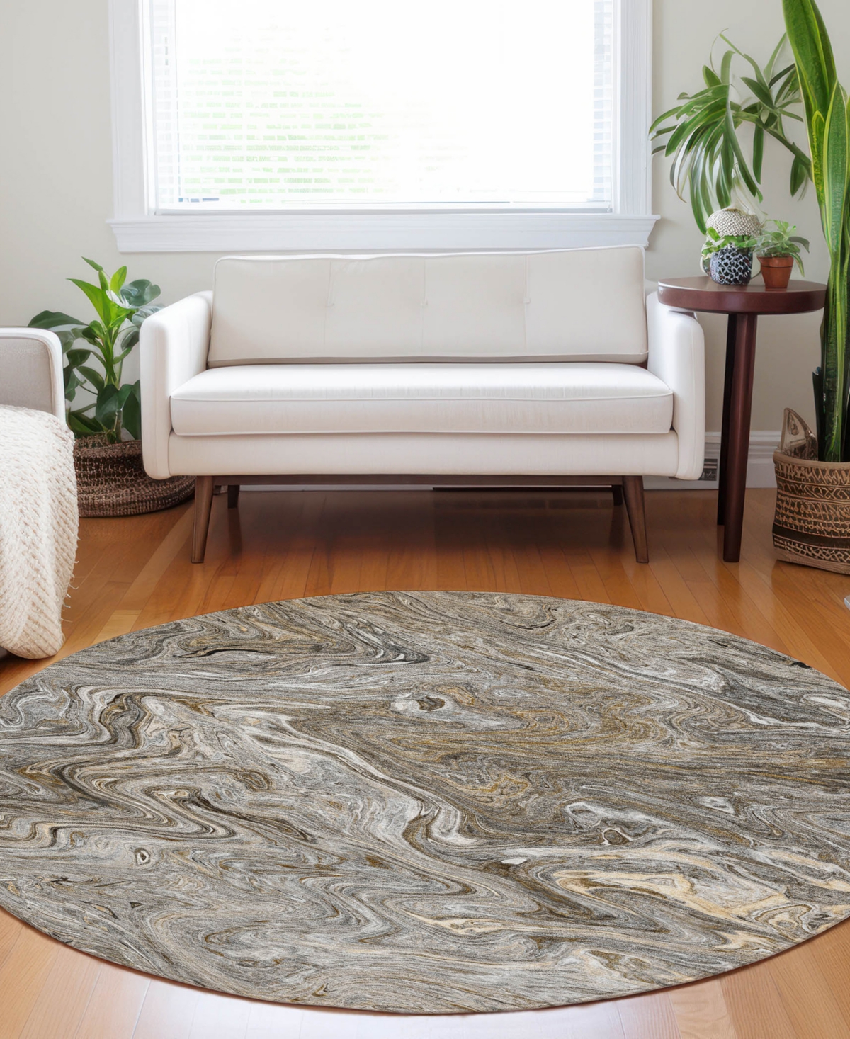 Dalyn Ravenna Rn8 8'x8' Round Area Rug In Brown
