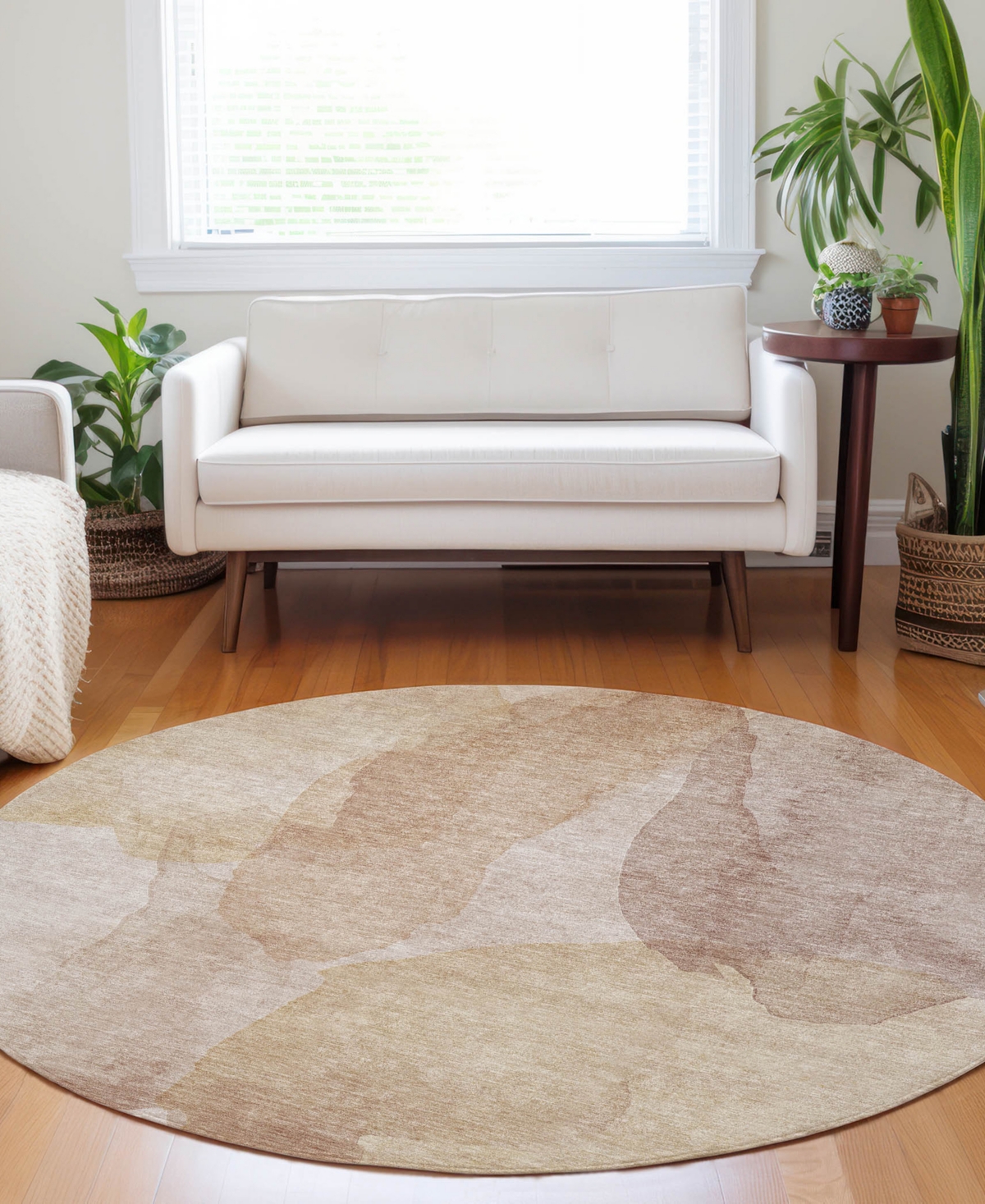 Dalyn Ravenna Rn12 8'x8' Round Area Rug In Brown