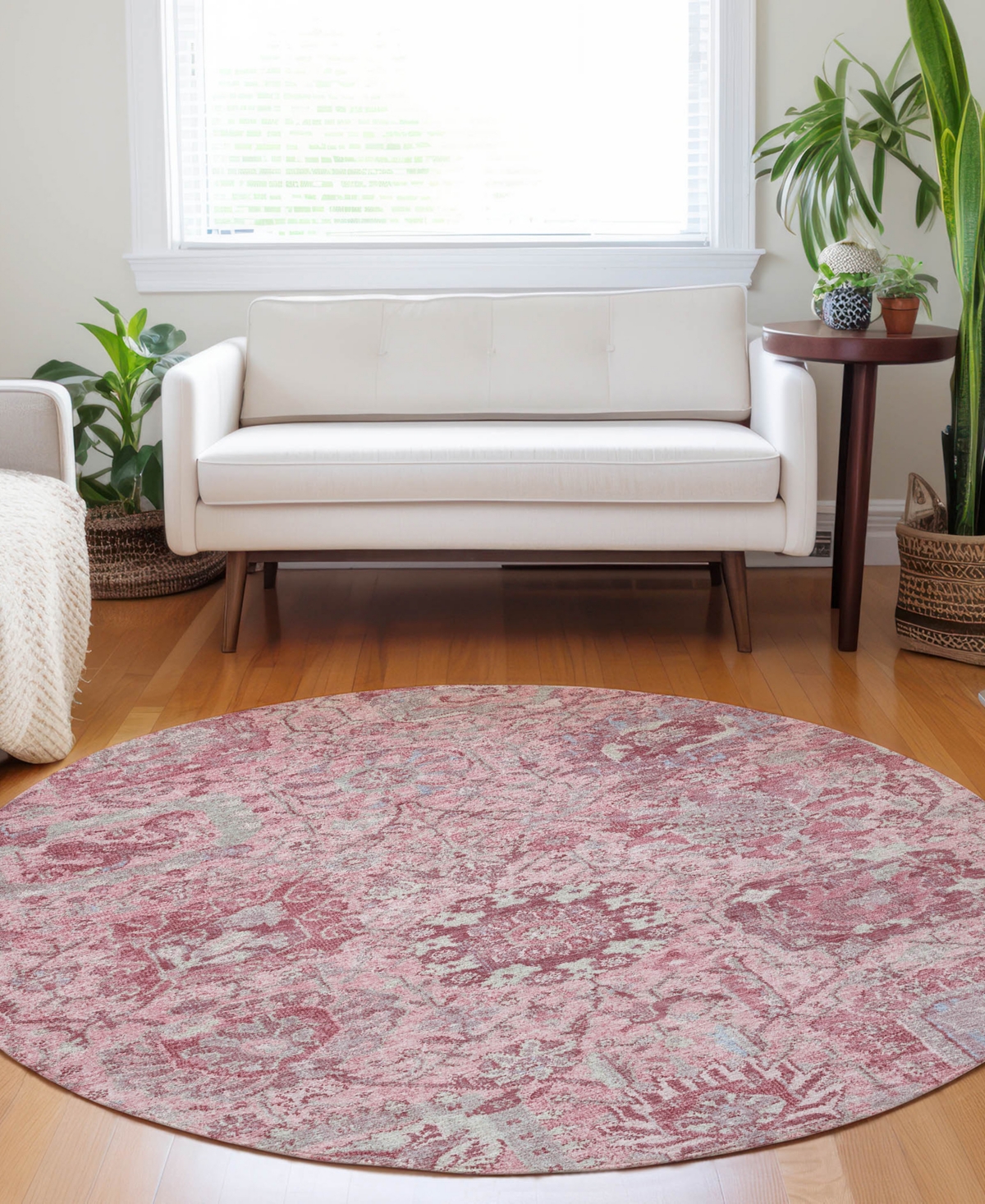 Dalyn Tabrook Tb15 8'x8' Round Area Rug In Pink