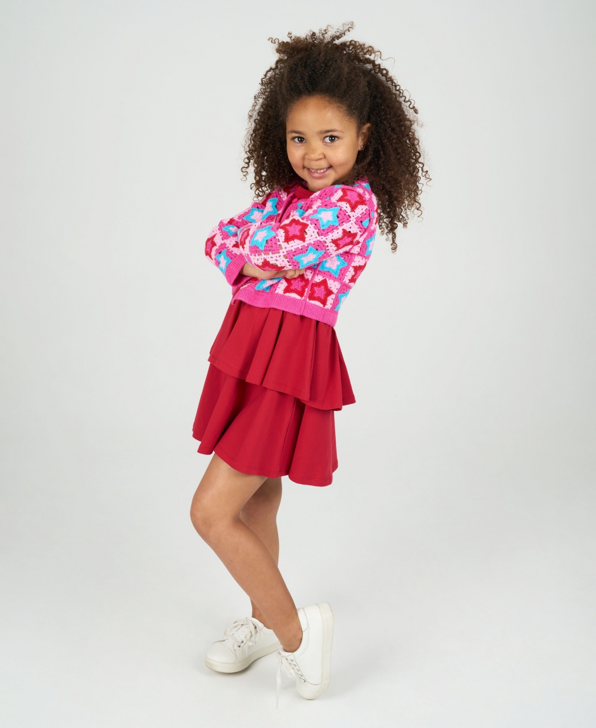 Rare Editions Little Girl Dress With Crochet Cardigan, 2 Pc In Red