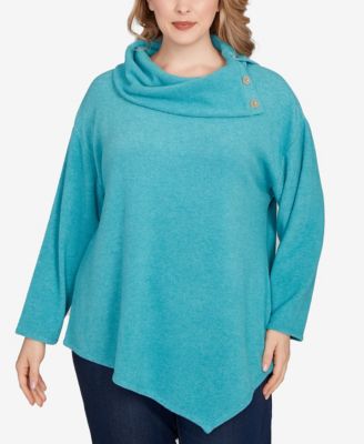 Plus Size Heather Cozy Knit Split Cowl Top