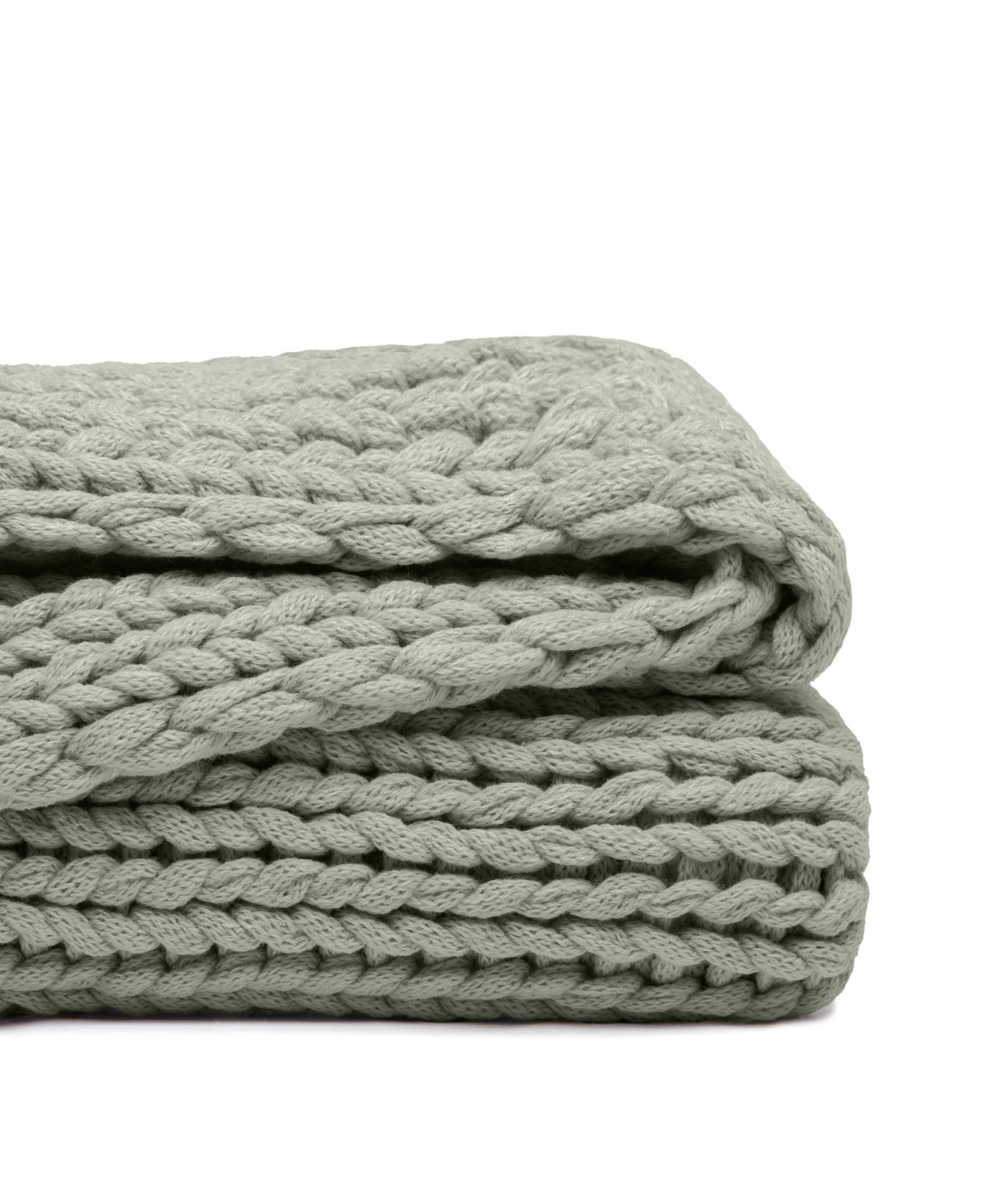 Ienjoy Home Eucalyptus Oversized Chunky Hand-knit Throw, 59" X 47" In Green