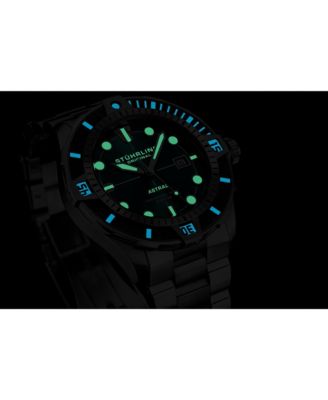 Men s Astral Diver 44mm Swiss Automatic Watch, Teal Dial, Stainless Steel Bracelet, Rotating Bezel, 200M Water Resistant