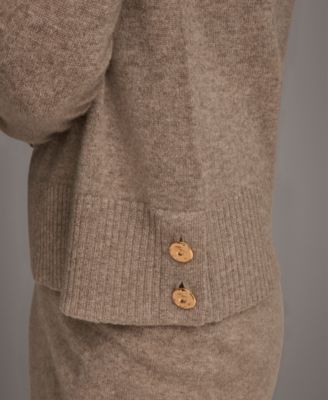 Women’s V-Neck Cashmere Sweater with Gold Button Detailing