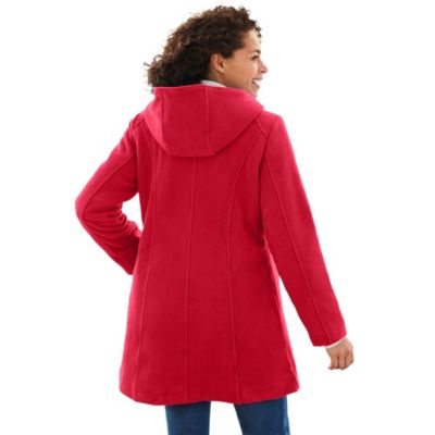 Women's Within Double-Breasted Hooded Fleece Peacoat