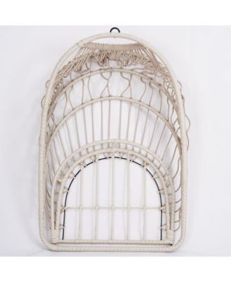 Blue Wicker Egg Hanging Chair with Stand and 350 lb Capacity