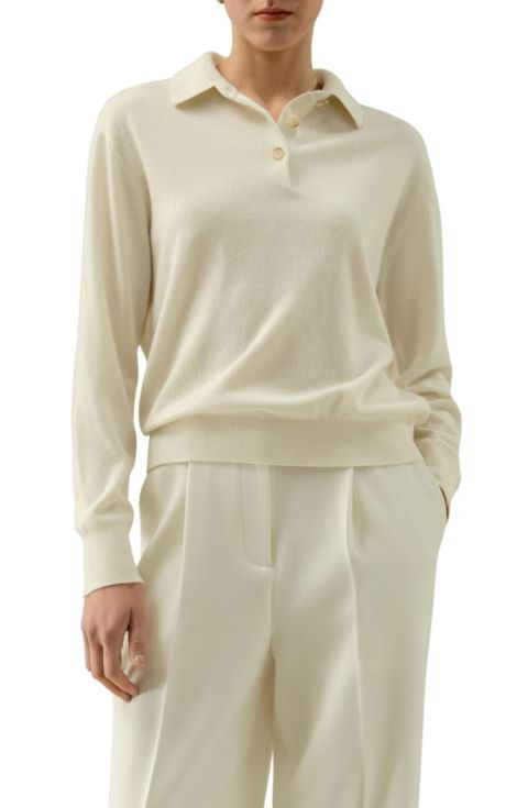 Женское поло LILYSILK Baby Cashmere Polo Shirt, цвет: Облачный