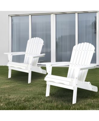36 Inch Solid Cedar Wood Foldable Adirondack Chair Set of 2