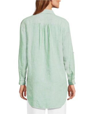 Women's Linen Roll Sleeve Relaxed Tunic Top
