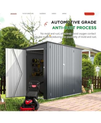 7.5'x4' Outdoor Horizontal Bike Storage Shed with Triple Lockable Door