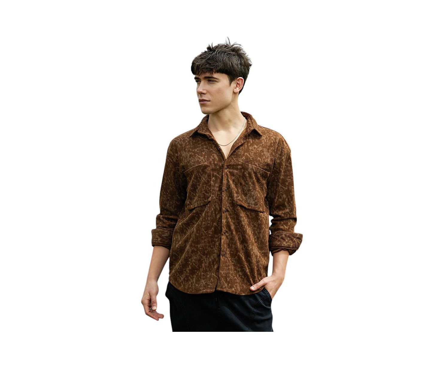 Мужская рубашка Cahoot Campus Sutra Faded Corduroy Oversized, цвет: Коричневый — фото 1