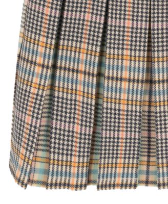 Little Girls' Plaid Skort Dress with Cable Knit Vest, 2 pc