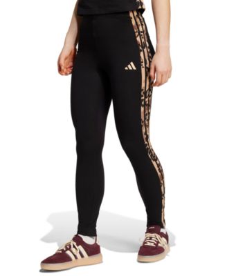 adidas - Women's Leopard-Print Cotton-Blend High-Rise Leggings