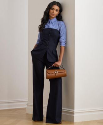 Women's Classic Fit Striped Tie-Neck Shirt