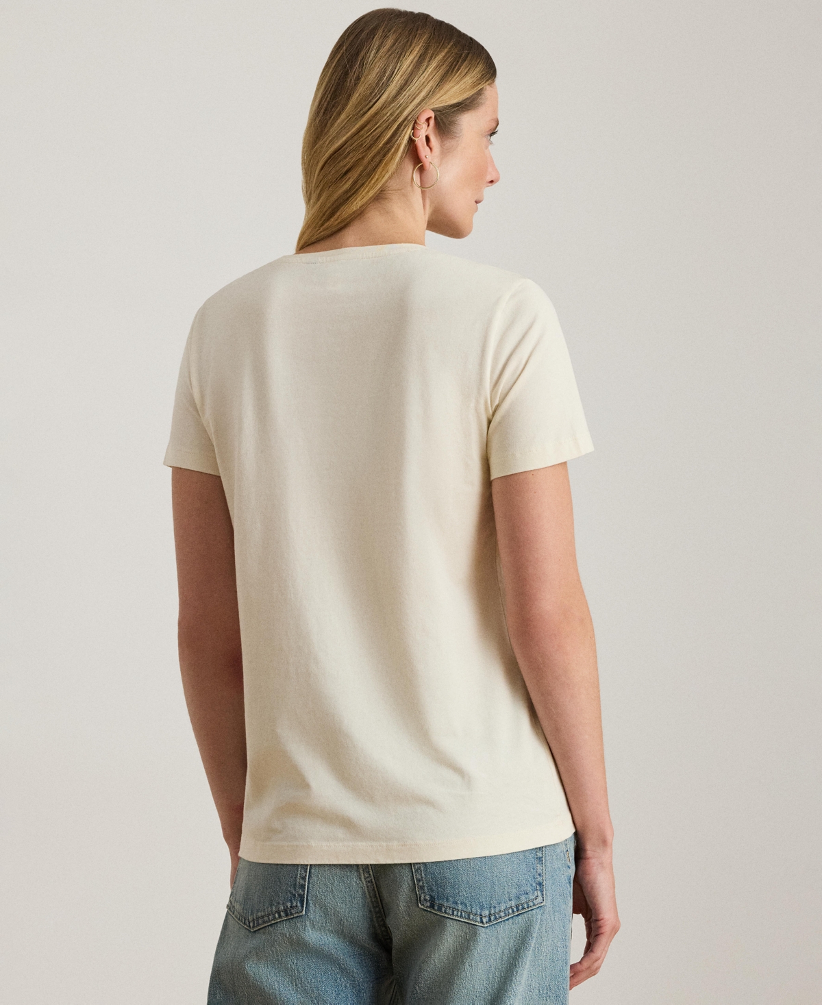 Ralph Lauren Women's Beaded-crest Jersey T-shirt In Neutral