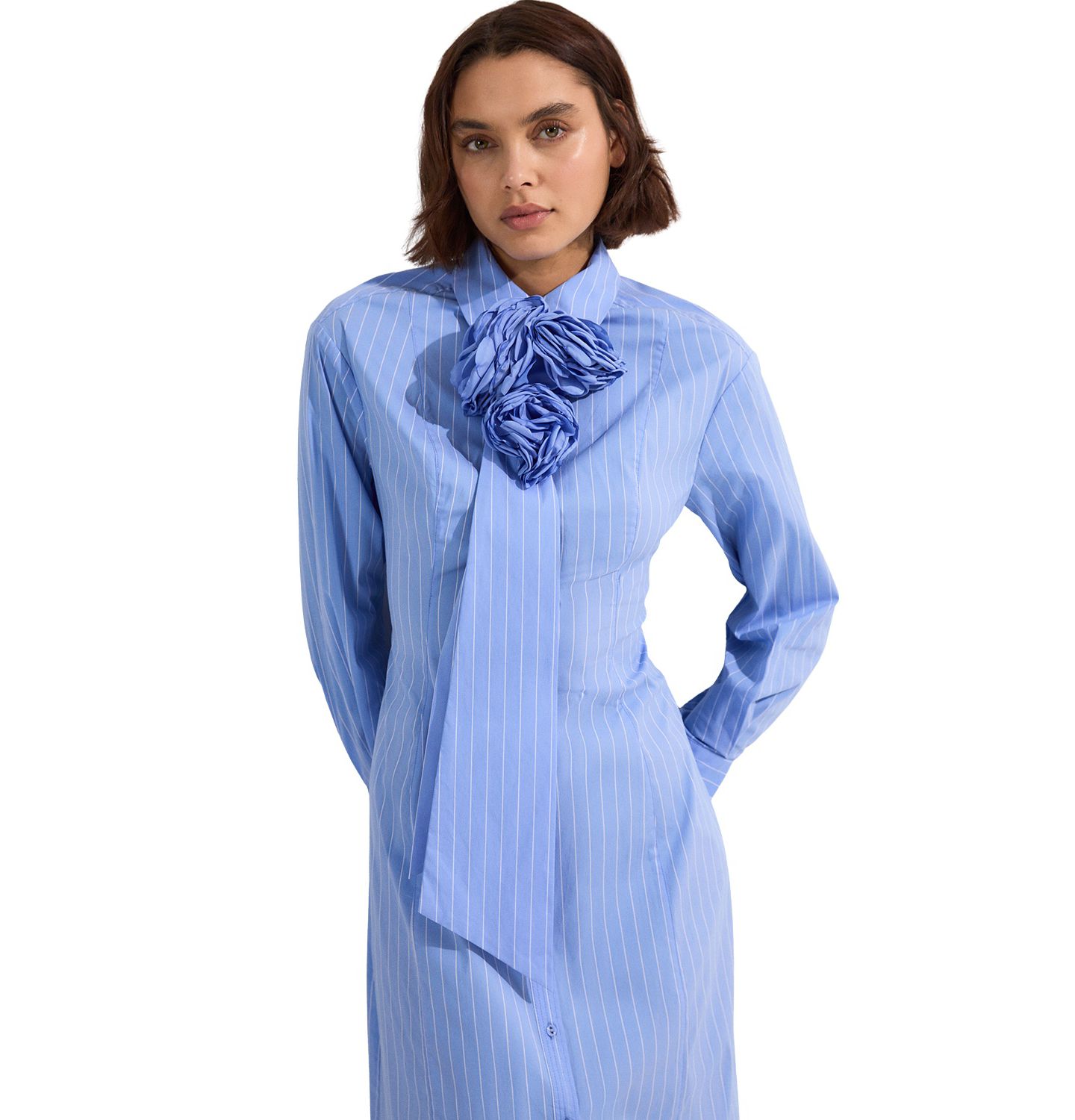 Женское платье Karen Millen Woven Shirt Midi, цвет: Синий — фото 2