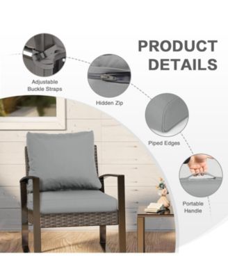 Outdoor Chair Cushions Set of 2, 21"x21", Water Resistant Outdoor Deep Seat Cushions with Handle & Adjustable Straps.