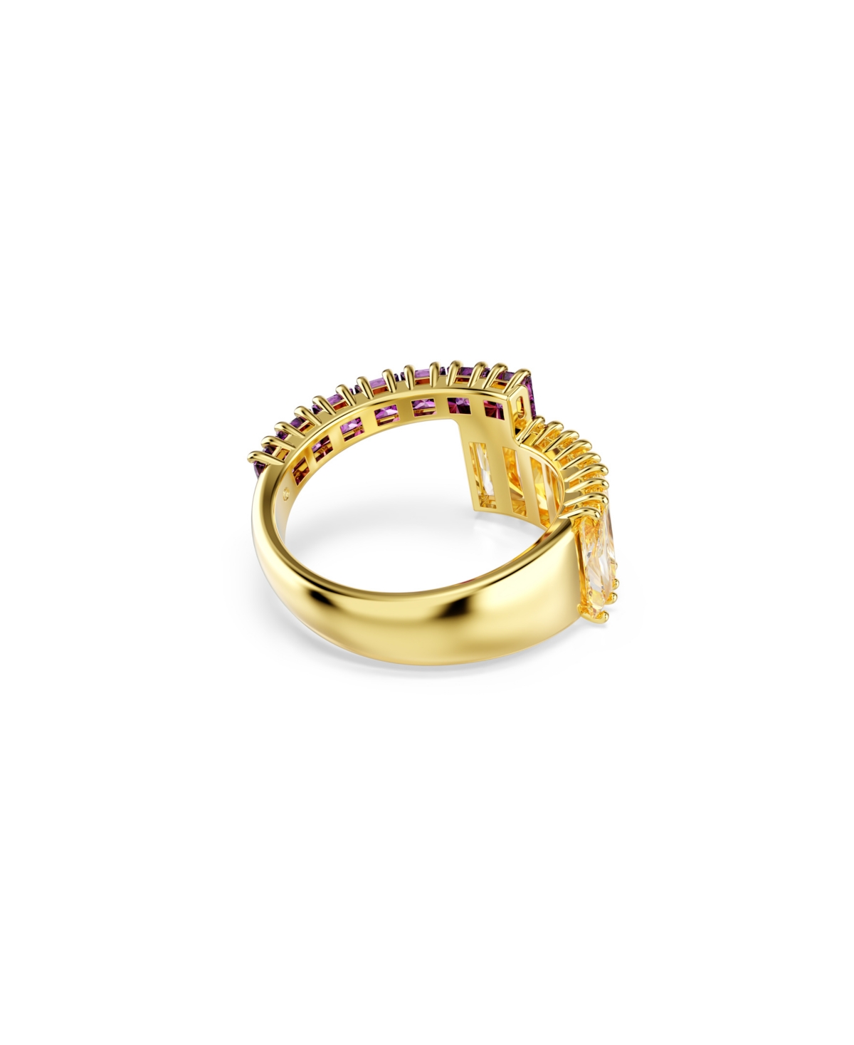 Swarovski Multicolored Gold-tone Plated Matrix Ring In Purple