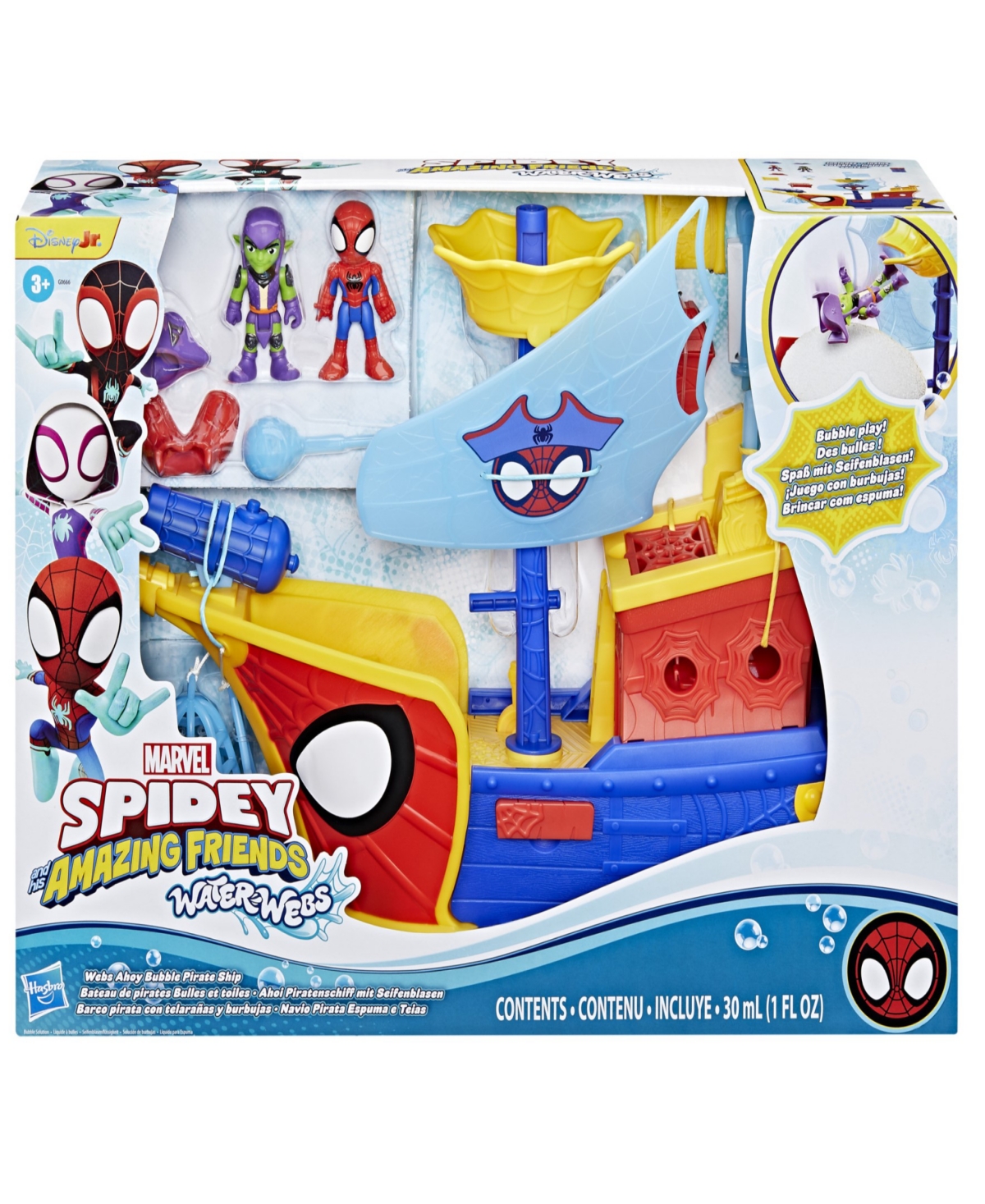 Spidey And His Amazing Friends Marvel Water-webs Webs Ahoy Bubble Pirate Ship In Transparent