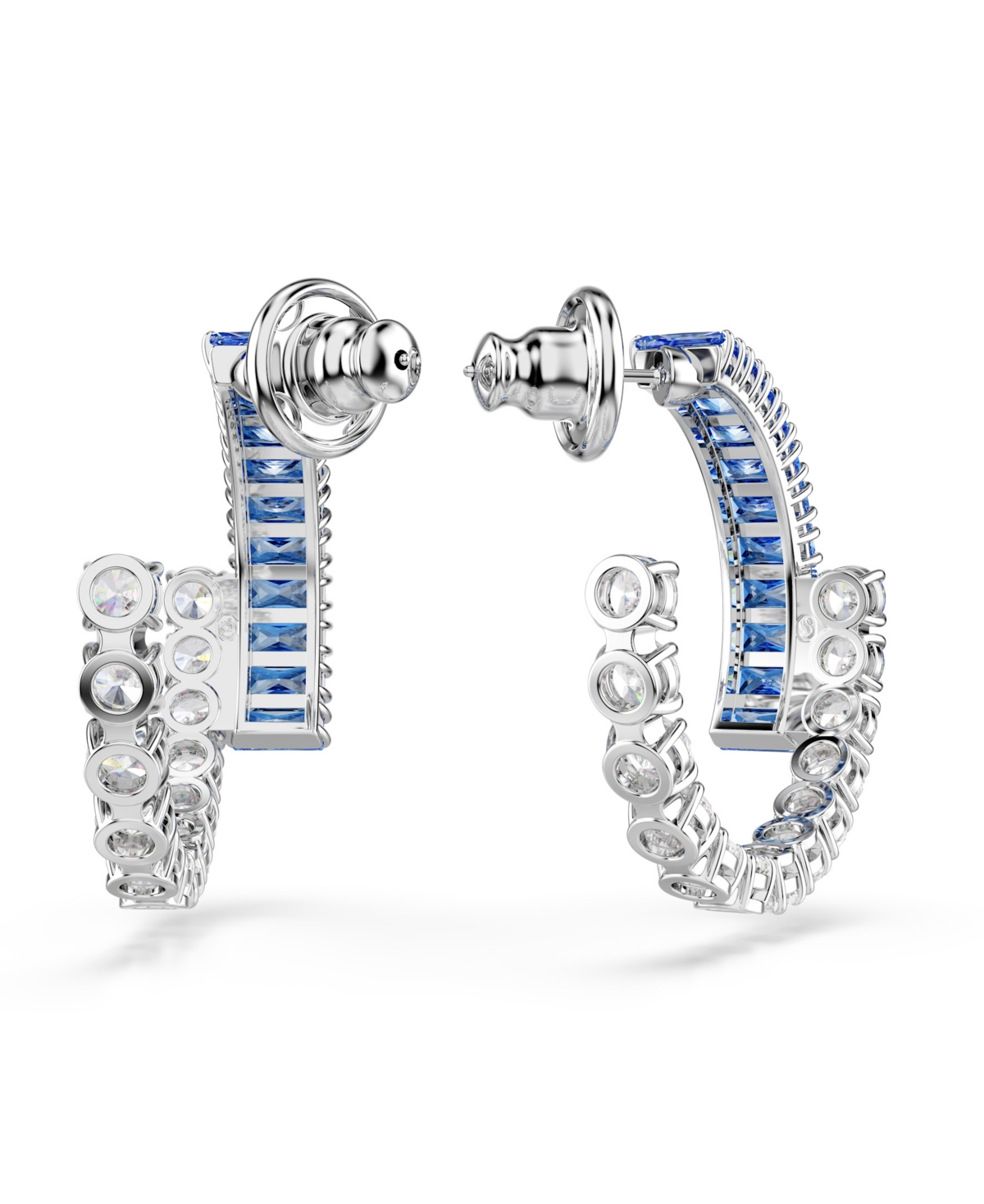 Swarovski Matrix Rhodium Plated Hoop Earrings In Metallic