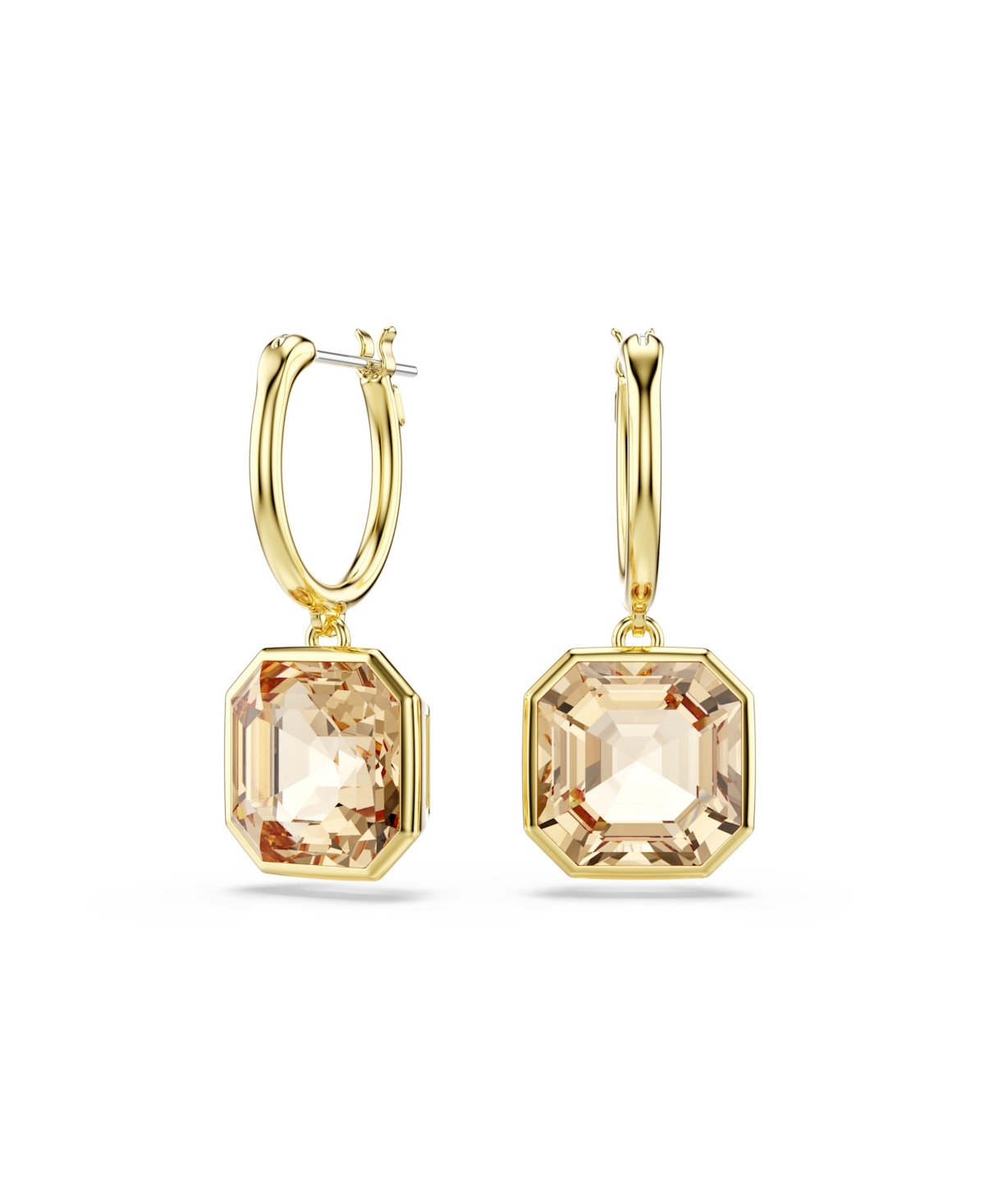 Swarovski Millenia Square Cut Gold-tone Plated Earrings In Gold