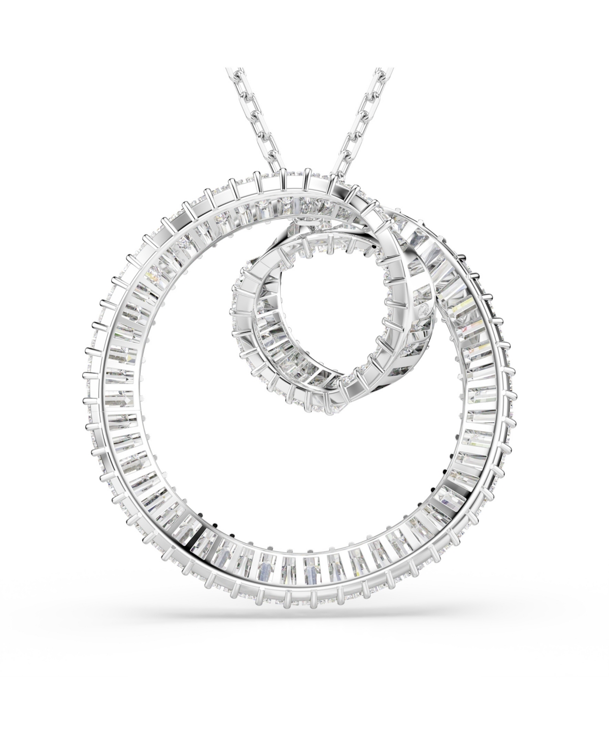 Swarovski Matrix Baguette Cut Rhodium Plated Necklace In Silver