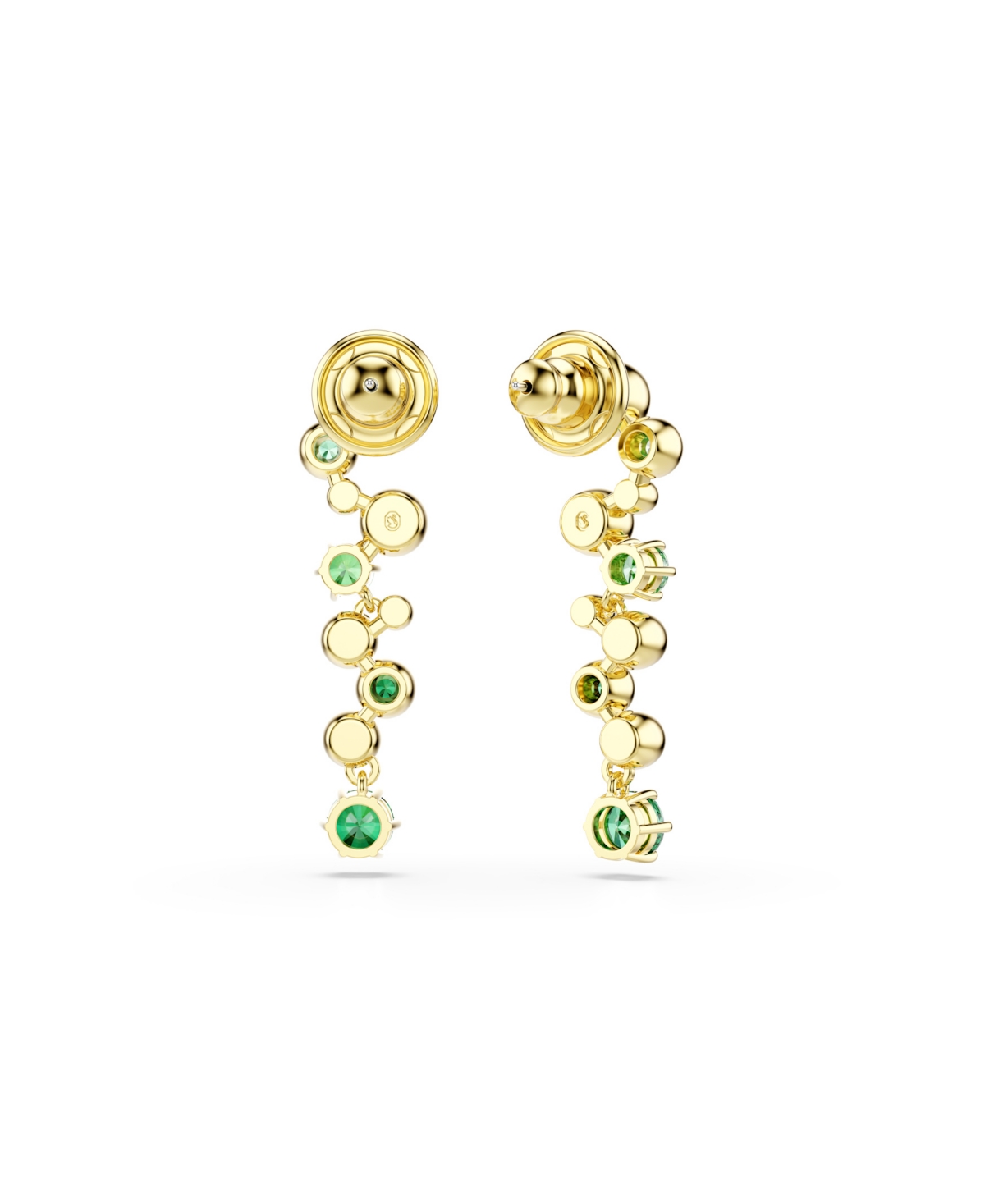 Swarovski Constella Gold-tone Plated Drop Earrings In Green