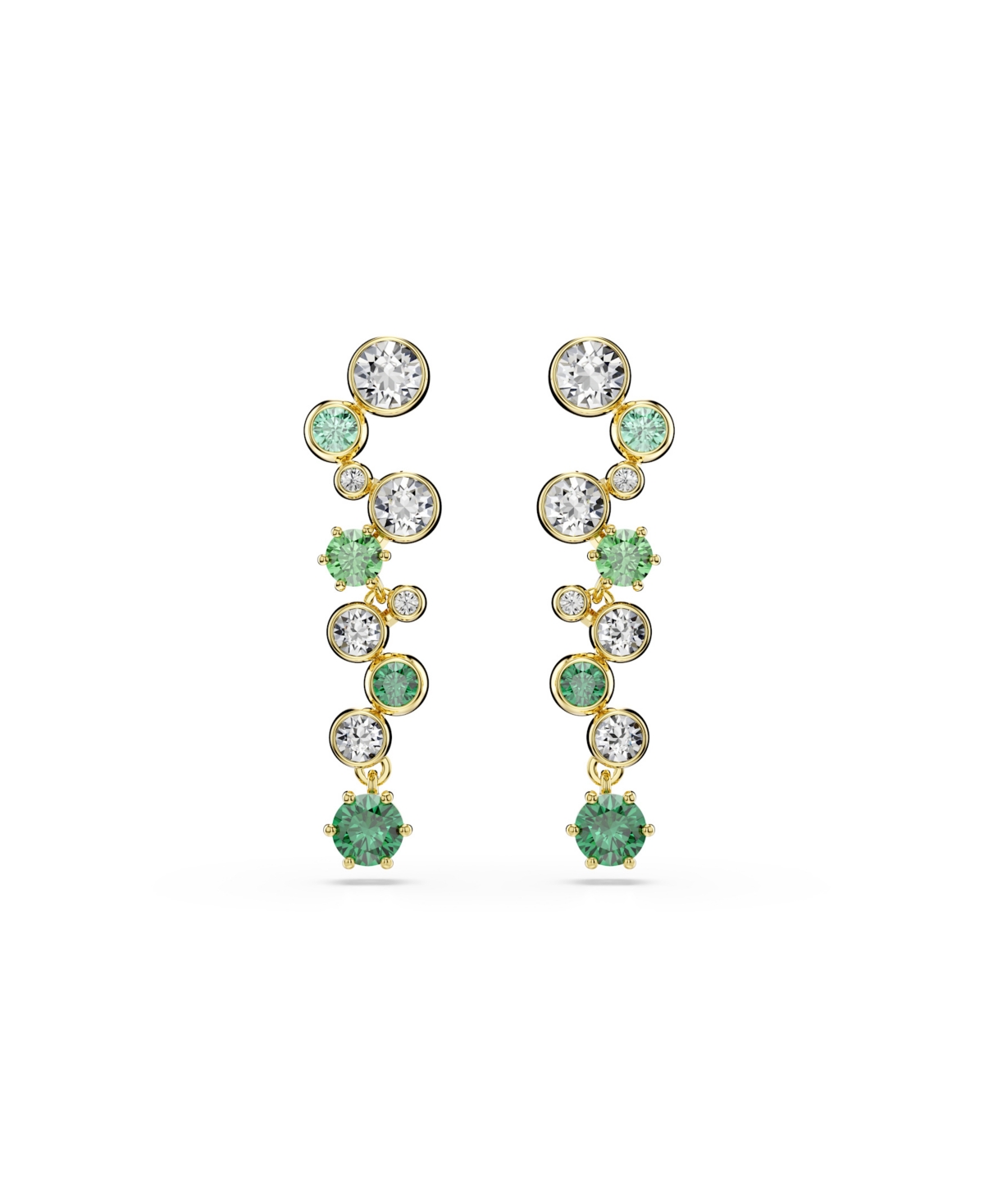 Swarovski Constella Gold-tone Plated Drop Earrings In Green