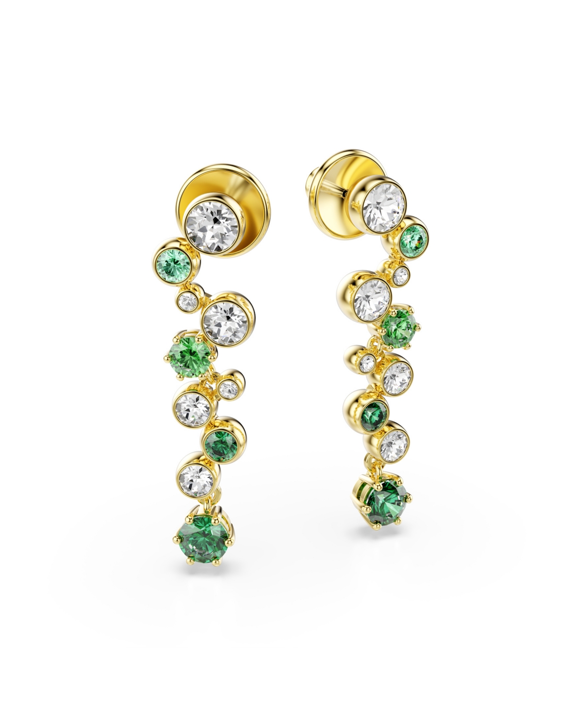 Swarovski Constella Gold-tone Plated Drop Earrings In Green