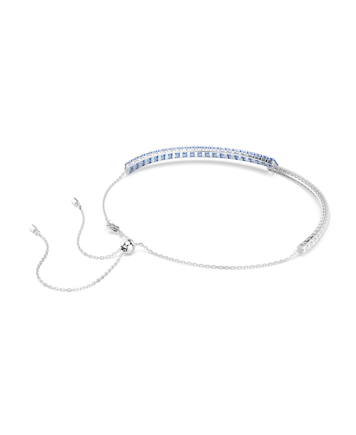 Swarovski Matrix Rhodium Plated Choker Necklace In Blue