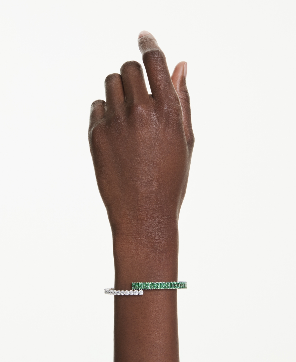 Swarovski Swaroski Matrix Rhodium Plated Bangle In Green