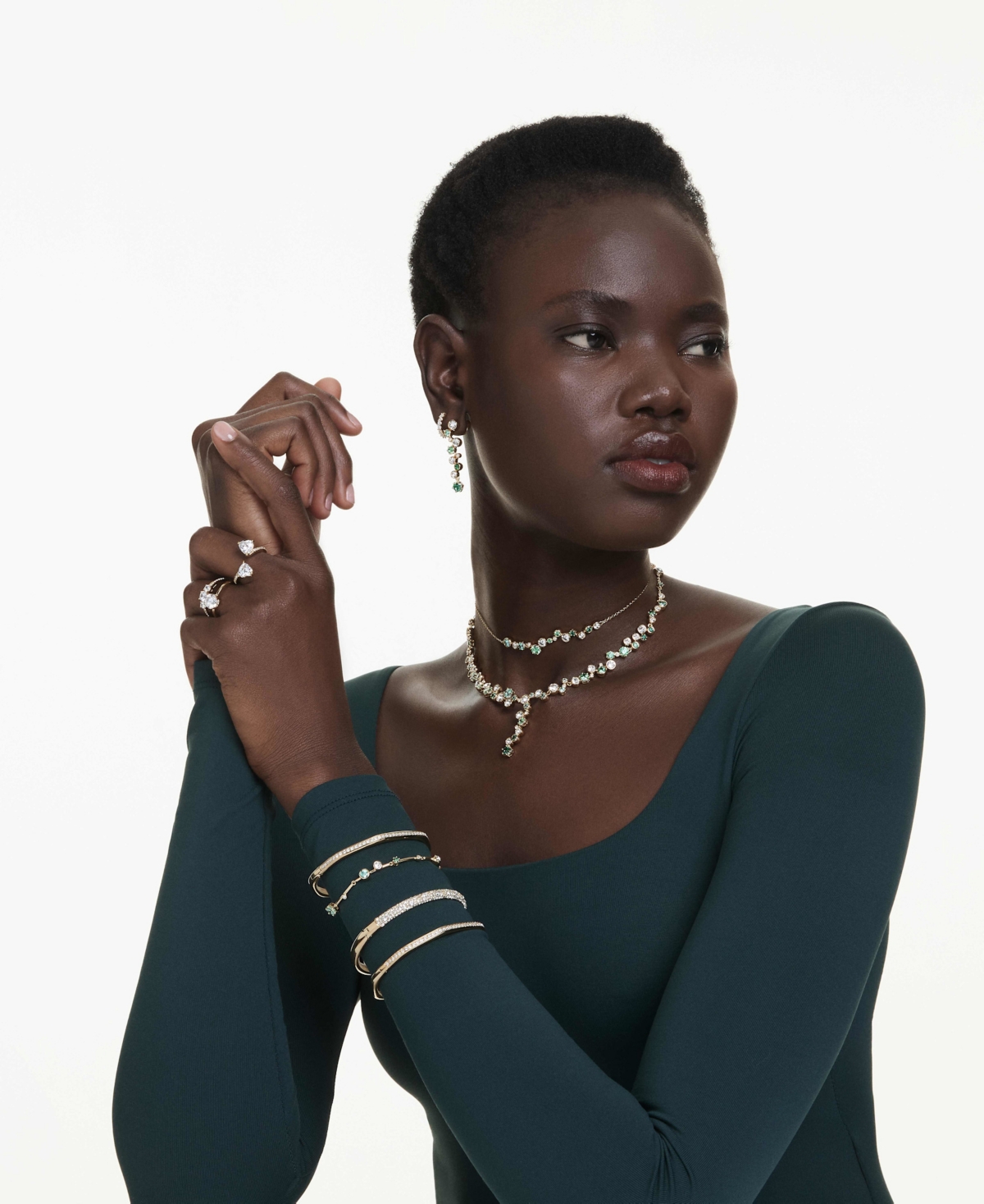 Swarovski Matrix Vittore Gold-tone Plated Hoop Earrings In Gold
