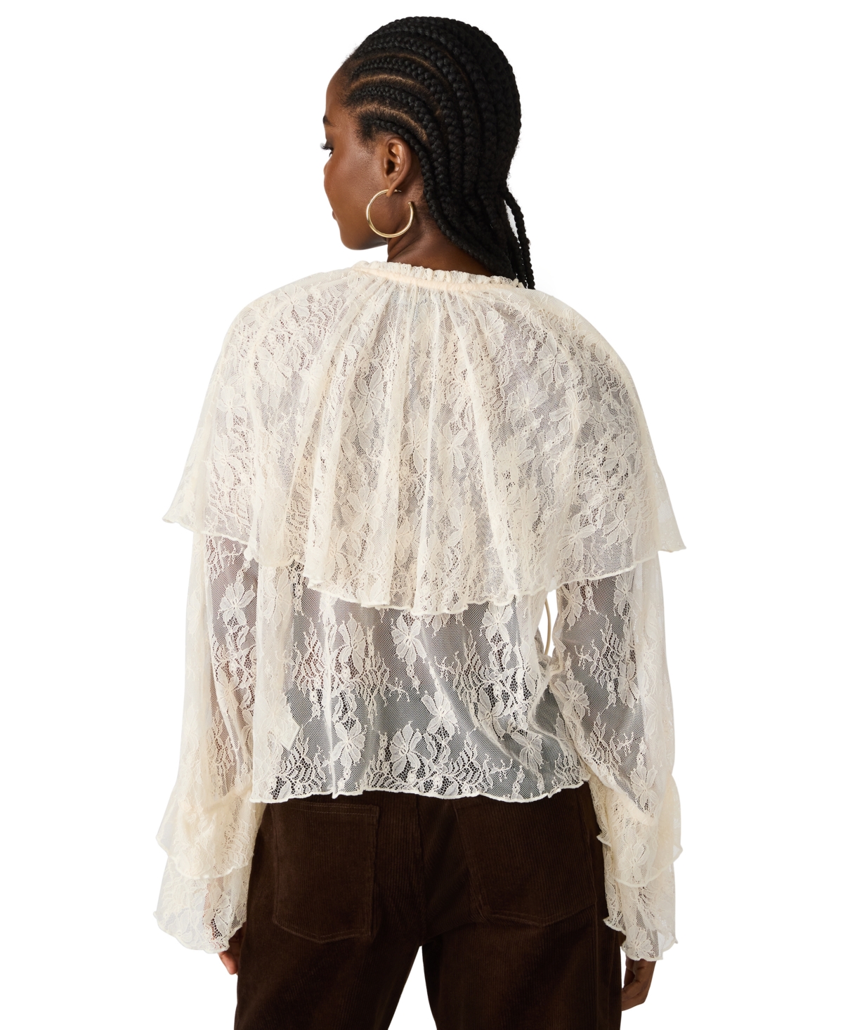 Steve Madden Women's Saylor Ruffle V-neck Top In Neutral