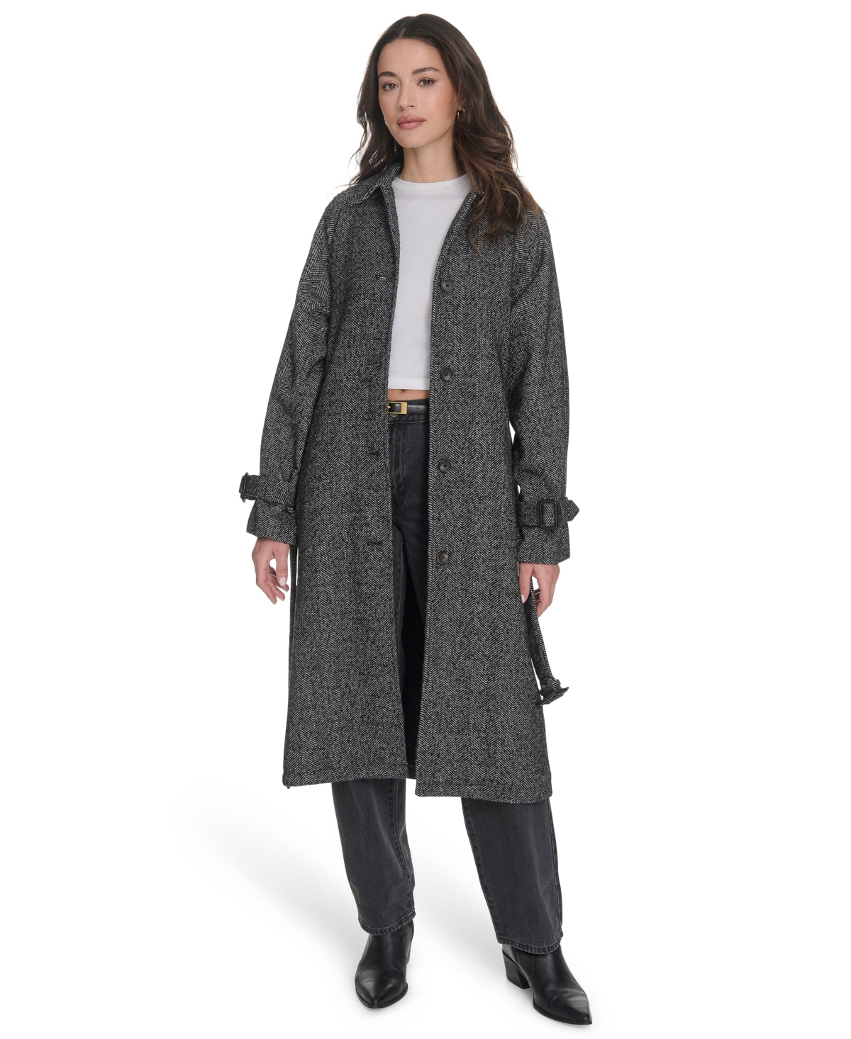 Levi's Belted Longline Coat In Gray