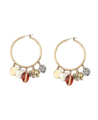 Faux Stone Heirloom Charms Hoop Earrings