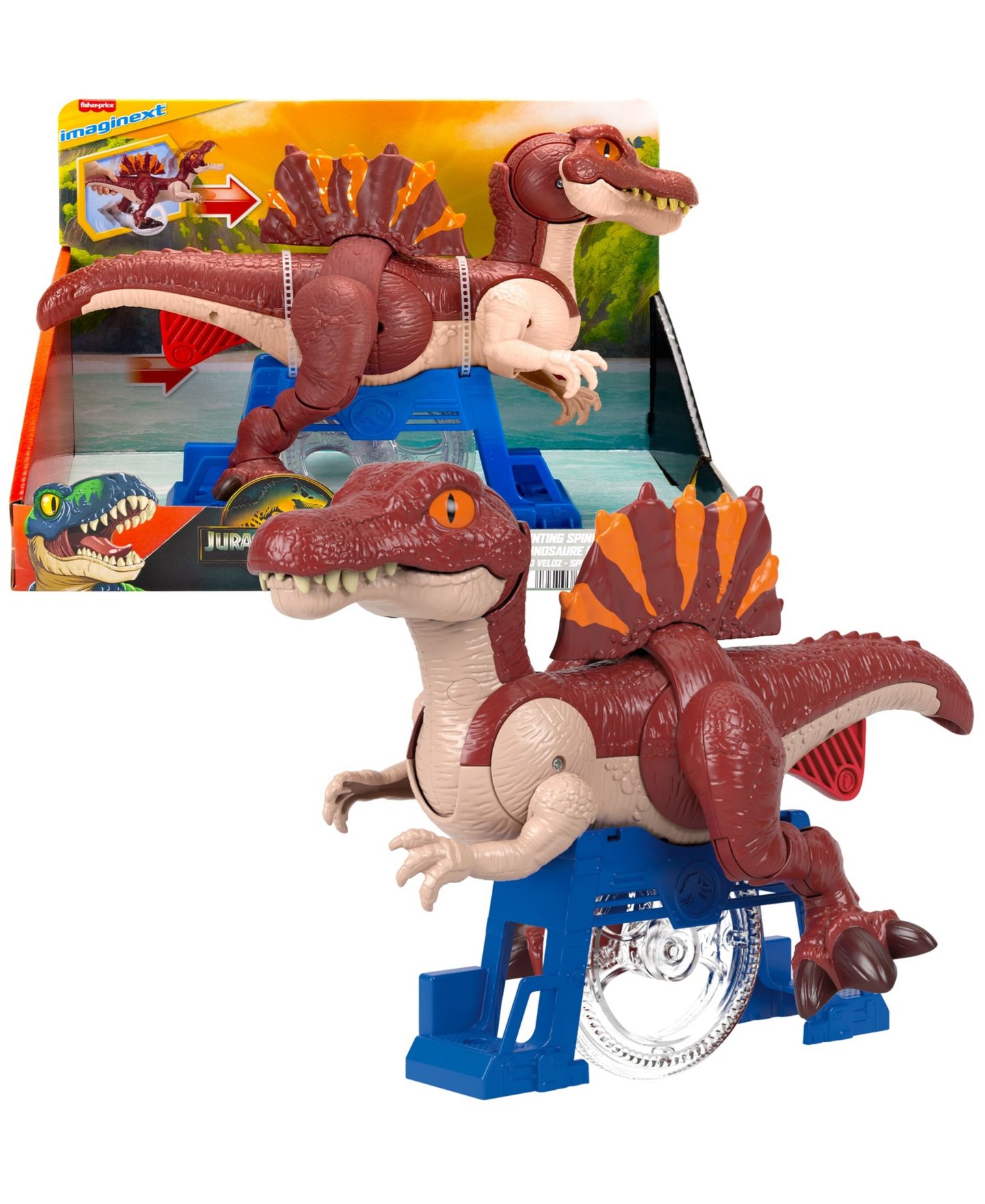 Детская фигурка Imaginext Jurassic World Rebirth Spinosaurus 9" Trigger-Activated Motion Action Figure, Ages 3+ — фото 1