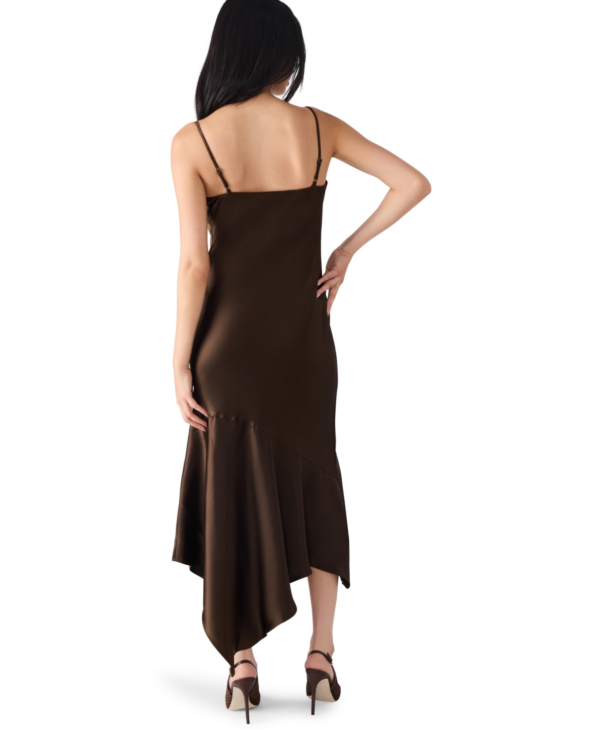 Steve Madden Lucielle Handkerchief Hem Satin Slipdress In Multi