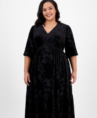 Plus Size Burnout Velvet Midi Dress