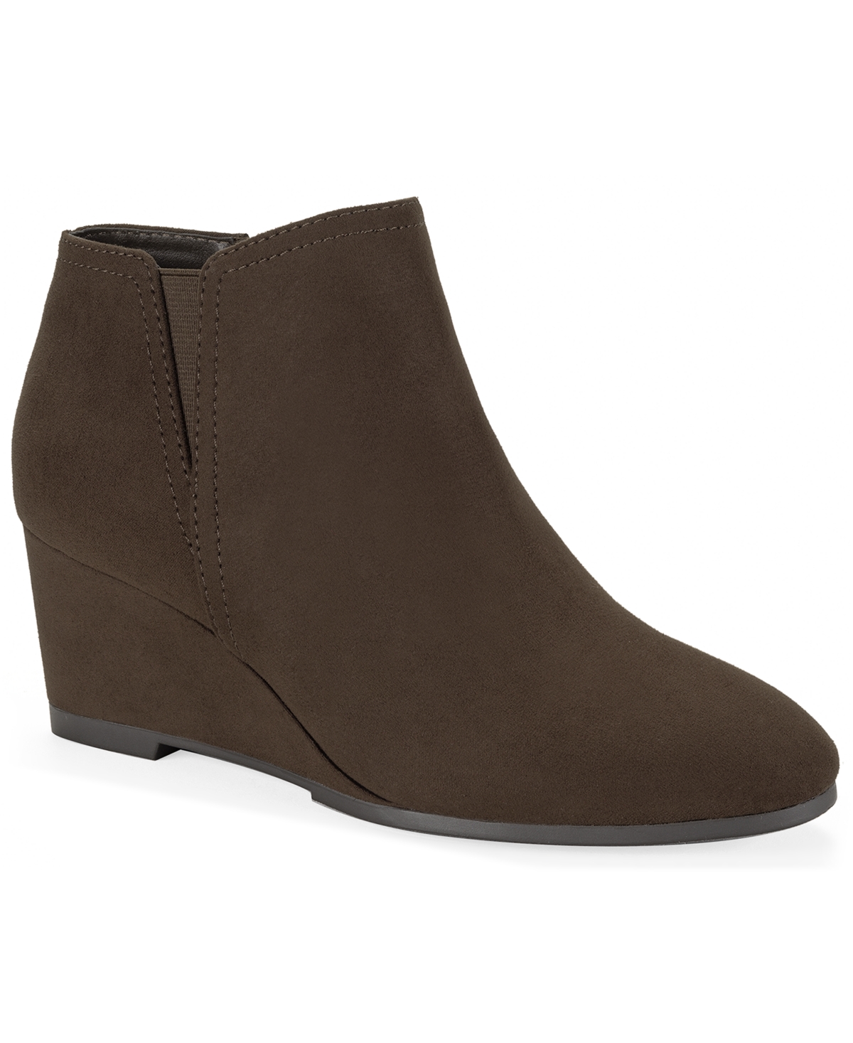 Style & Co Women's Poppyy Wedge Heel Booties, Macy's Exclusive In Brown