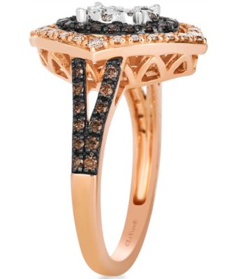 Nude and Chocolate Diamond Ring (0.87 ct. t. w.) in 14K Two Tone Gold