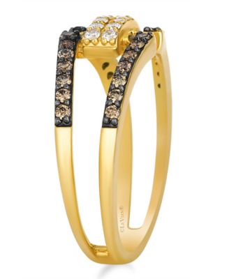 Vanilla Diamond (0.13 ct. t.w.) and Chocolate Diamond Ring (0.34 ct. t.w.) in 14K Honey Gold