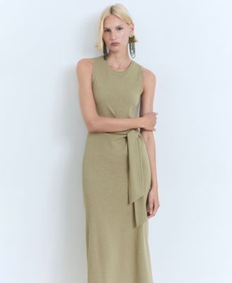 Women's Knot Detail Cotton Midi Dress