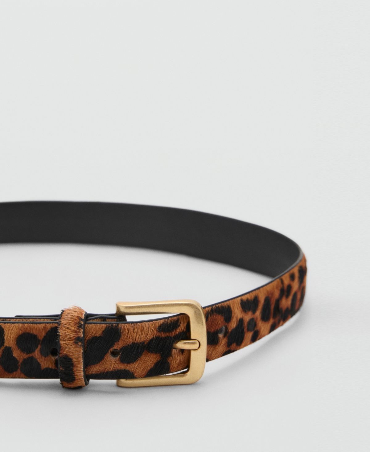 Mango Animal Print Genuine Calf Hair Belt In Brown