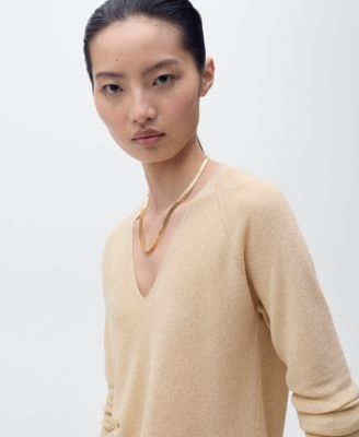 Women's V-Neck Lurex Sweater
