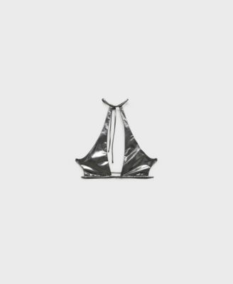 MANGO - Women's Metallic Cut-Out Bikini Top