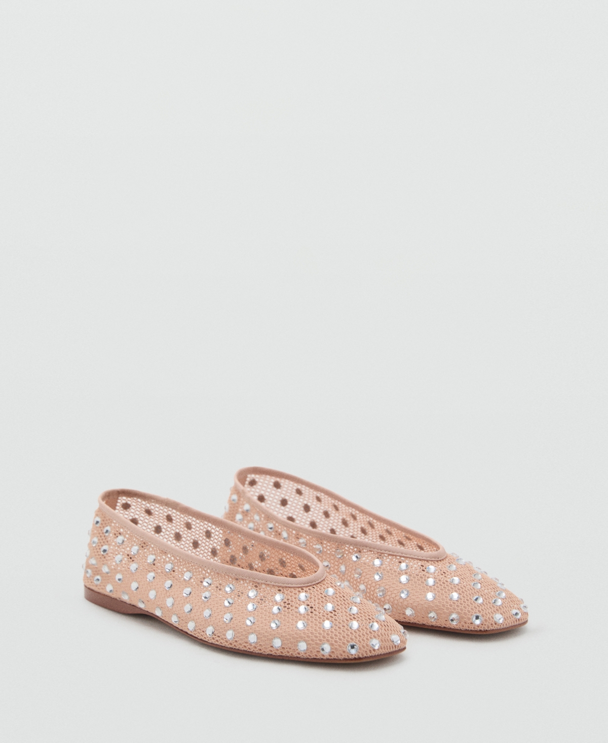 Mango Mesh Rhinestone Ballerina Nude In Pink