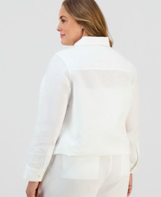 Plus Size 100% Linen Utility Jacket, Macy's Exclusive